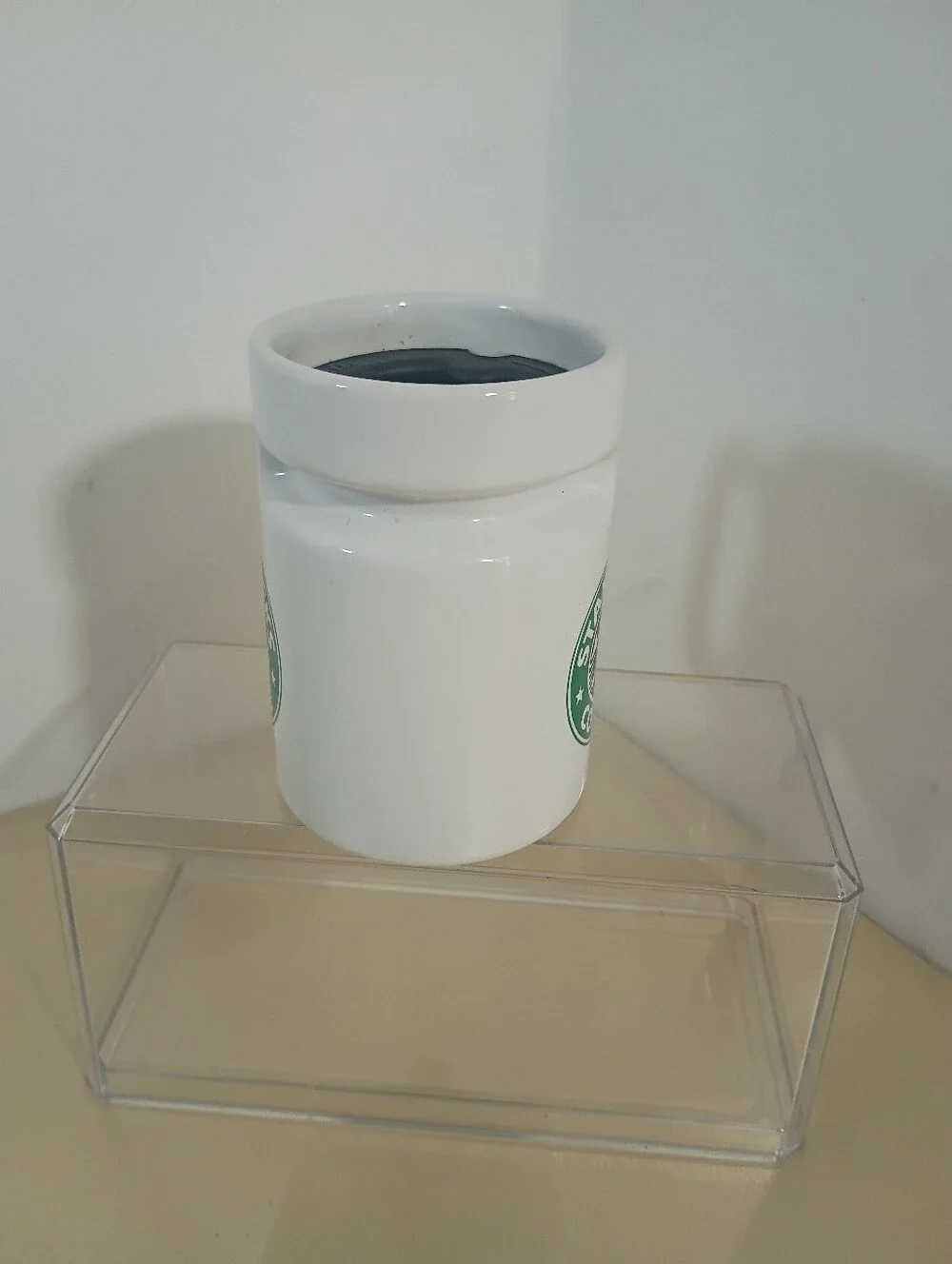 Starbucks Ceramic Coffee Cup Siren Split Tail Logo Mug Hotjo 1987-1992 With Lid.